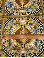 Luxury Baroque Design Fabric - Gold & Blue Ornate Pattern Fabric By The Yard - Whotex Online Fabric Store