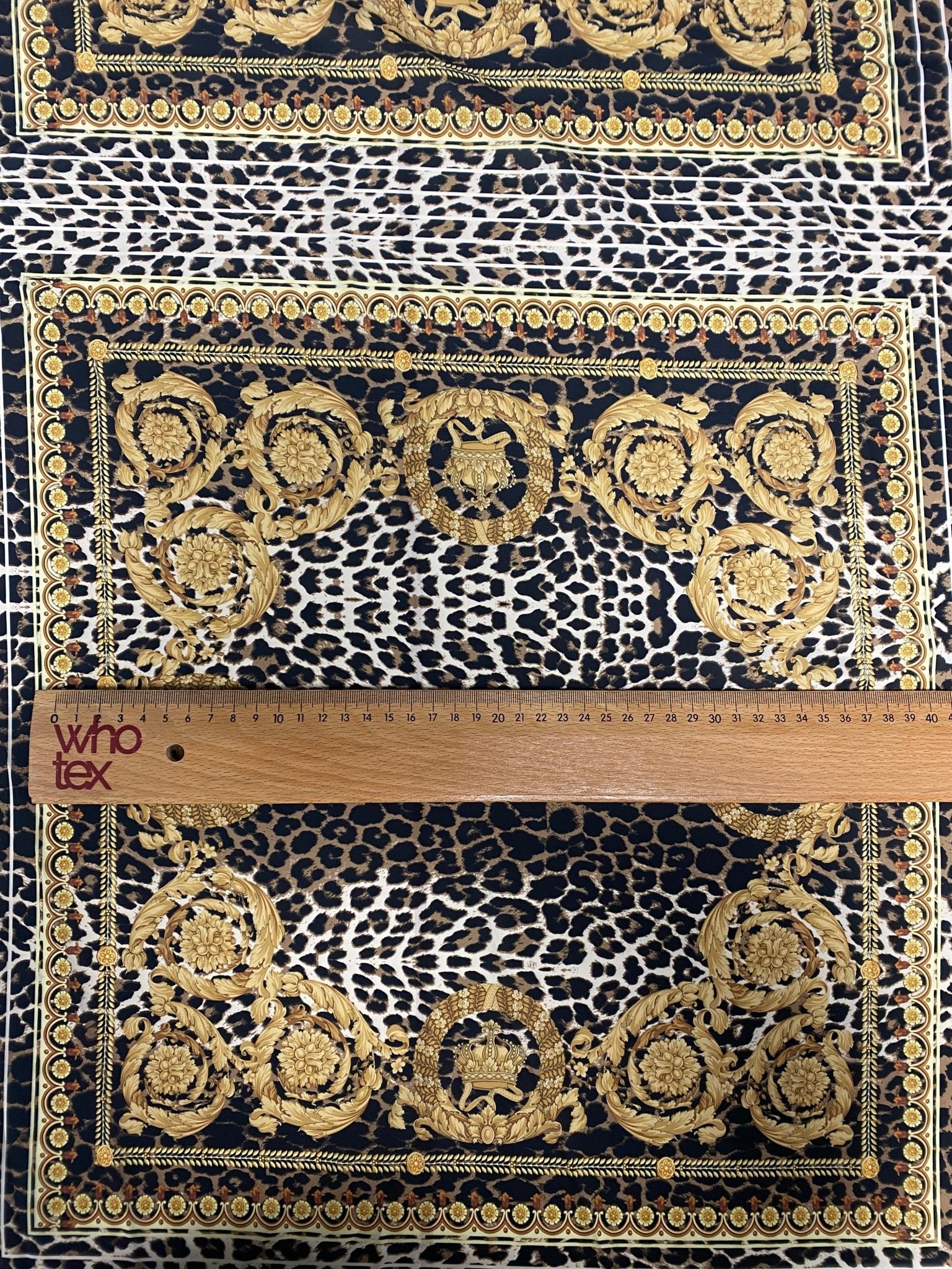 Luxury Baroque Leopard Crepe Fabric by the Metre - Whotex Fabrics London