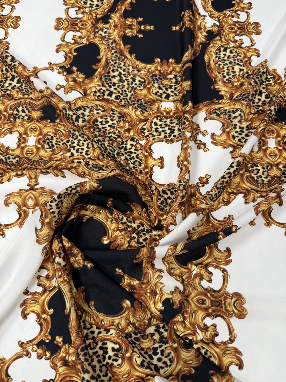 Luxury Baroque Moss Crepe Fabric by the Metre - Whotex Fabrics London