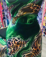 Luxury Green Leopard Print Fabric, Exotic Animal Pattern with Emerald Swirls - Whotex Online Fabric Store