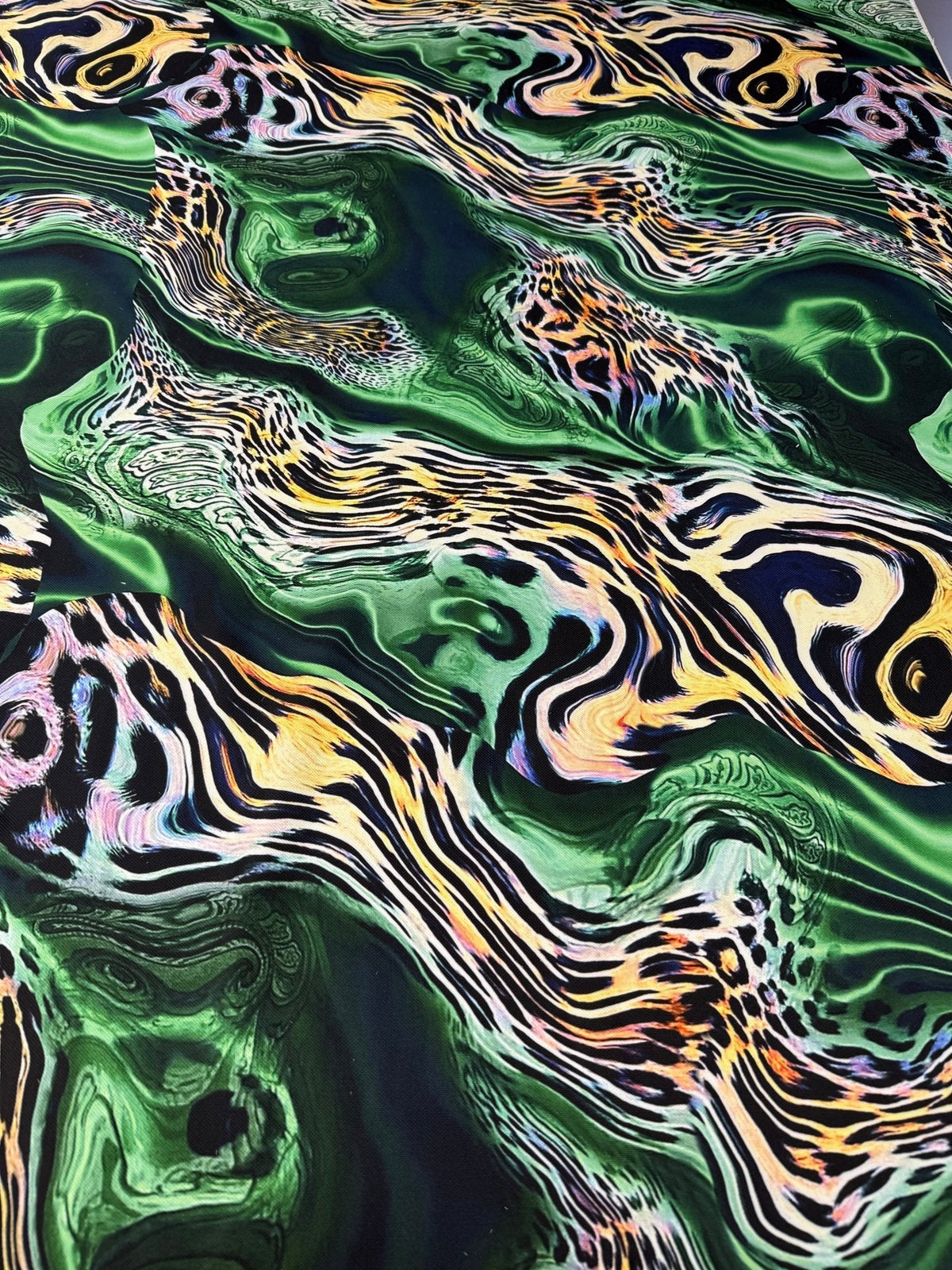Luxury Green Leopard Print Fabric Sold by Metre - Whotex Fabrics London