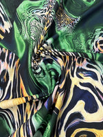 Luxury Green Leopard Print Fabric Sold by Metre - Whotex Fabrics London