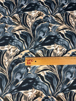 Luxury Marble Swirl Satin Fabric - Dark Blue & Gold Print Fabric By The Yard - Whotex Online Fabric Store