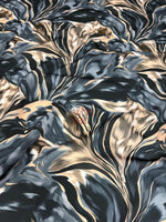 Luxury Marble Swirl Satin Fabric - Dark Blue & Gold Print Fabric By The Yard - Whotex Online Fabric Store