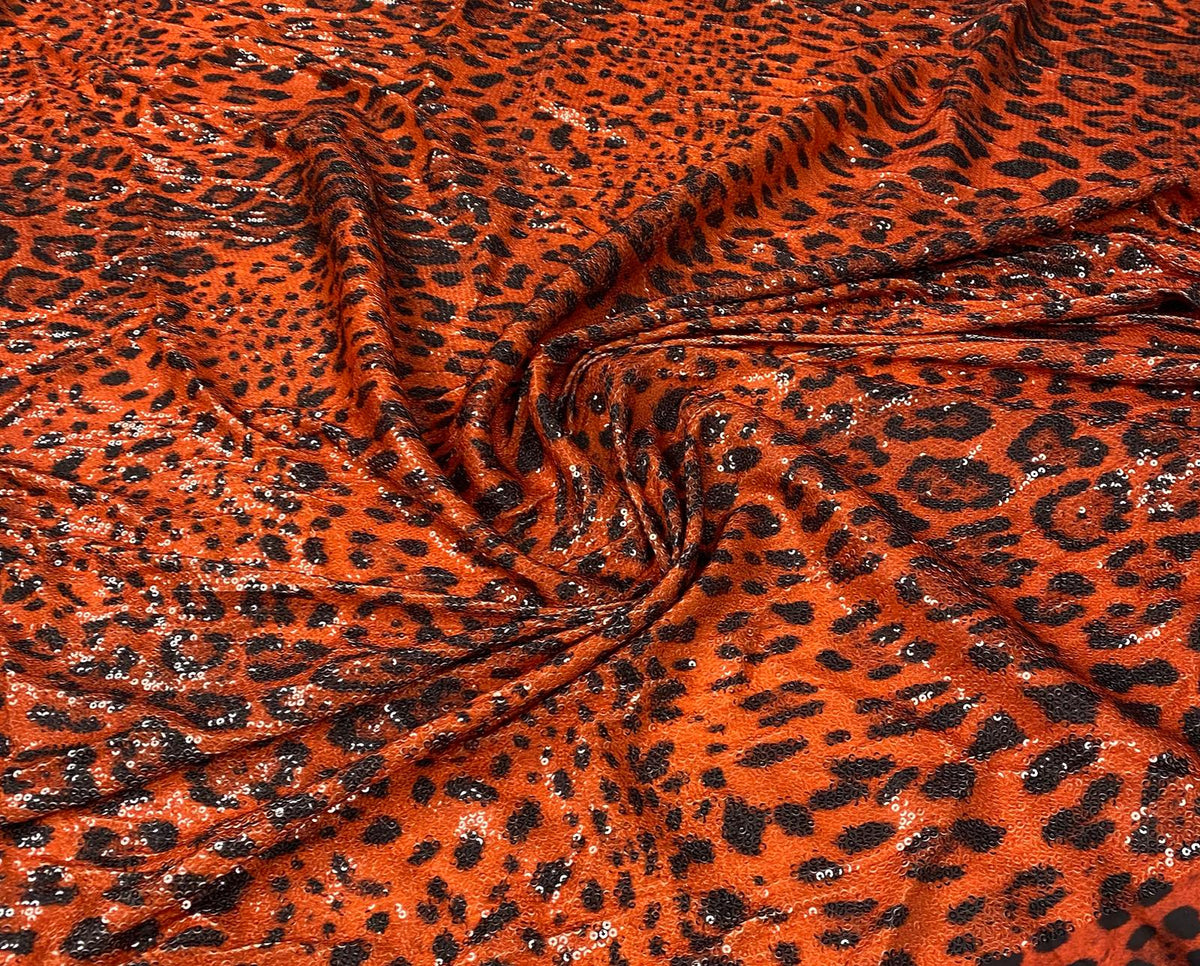 Luxury Orange Sequin Fabric by the Metre - Whotex Fabrics London
