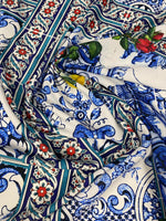 Majolica Mosaic Pattern Italian Tile Fabric - Whotex Online Fabric Store