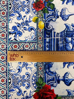 Majolica Mosaic Pattern Italian Tile Fabric - Whotex Online Fabric Store