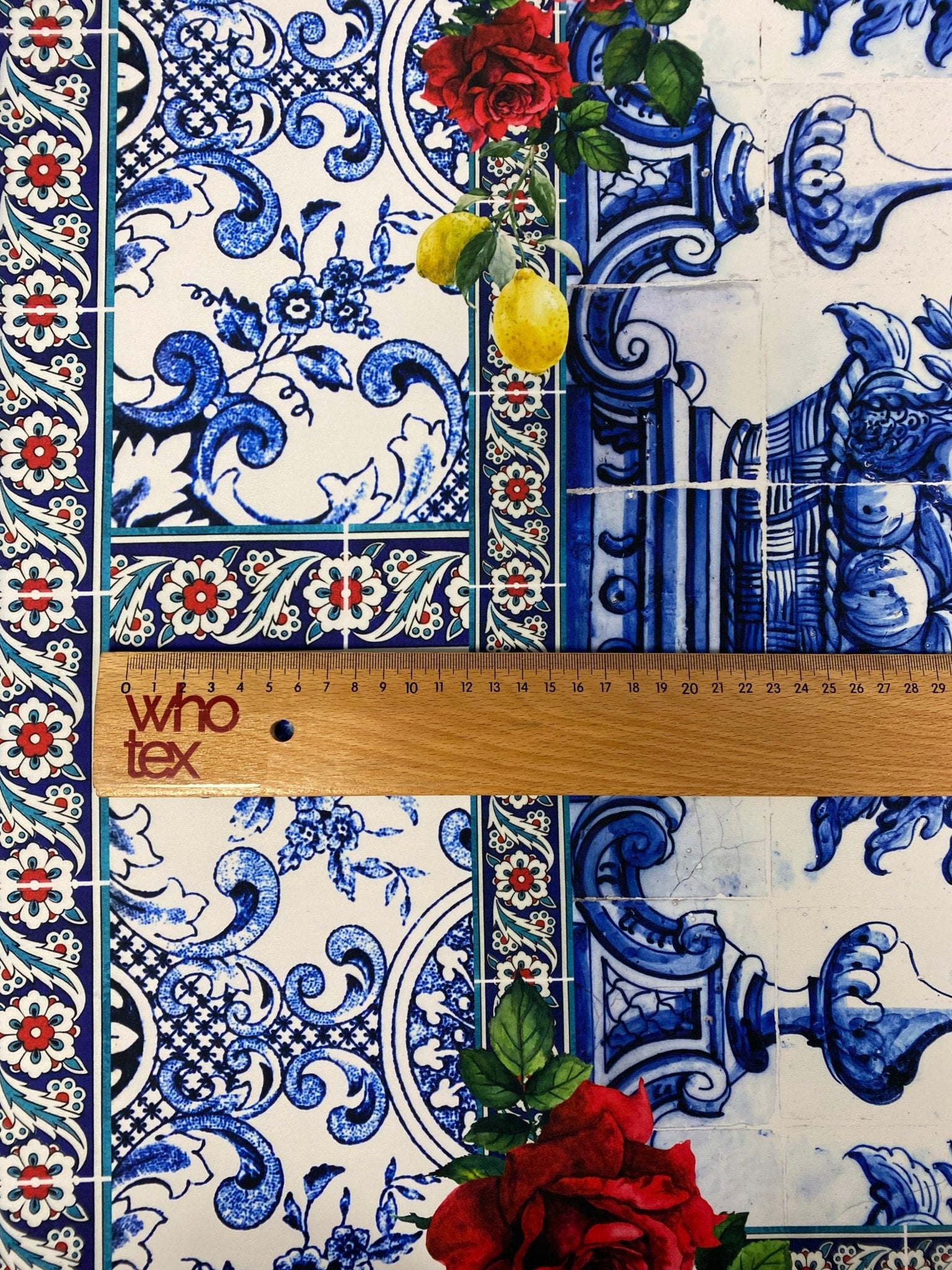 Majolica Mosaic Pattern Italian Tile Fabric - Whotex Online Fabric Store