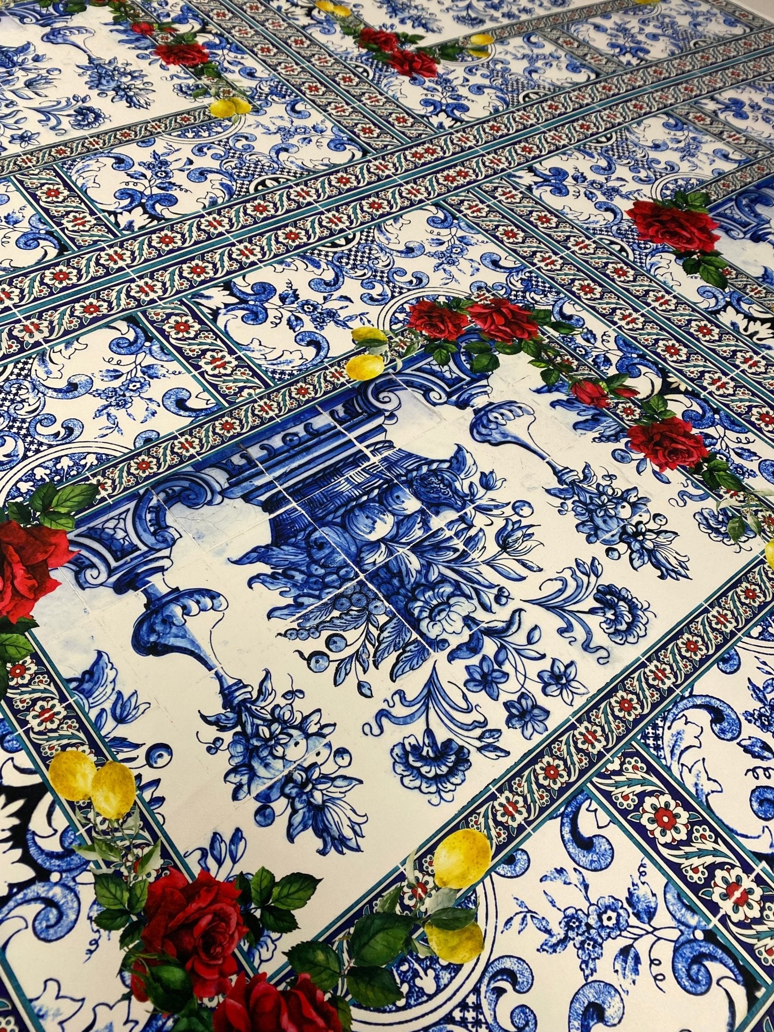 Majolica Mosaic Pattern Italian Tile Fabric - Whotex Online Fabric Store