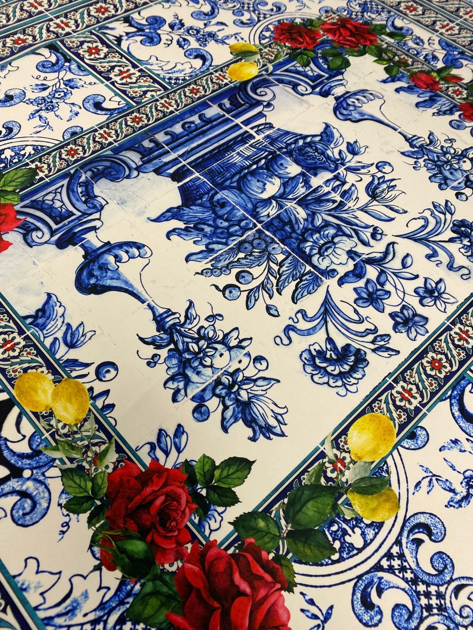 Majolica Mosaic Pattern Italian Tile Fabric - Whotex Online Fabric Store