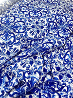 Majolica Pattern Fabric, Blue White Swirl Fabric By The Yard - Whotex Online Fabric Store