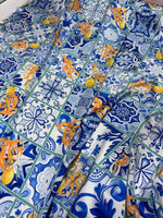Majolica Pattern Fabric, Lemons On Luxury Fabric - Whotex Online Fabric Store