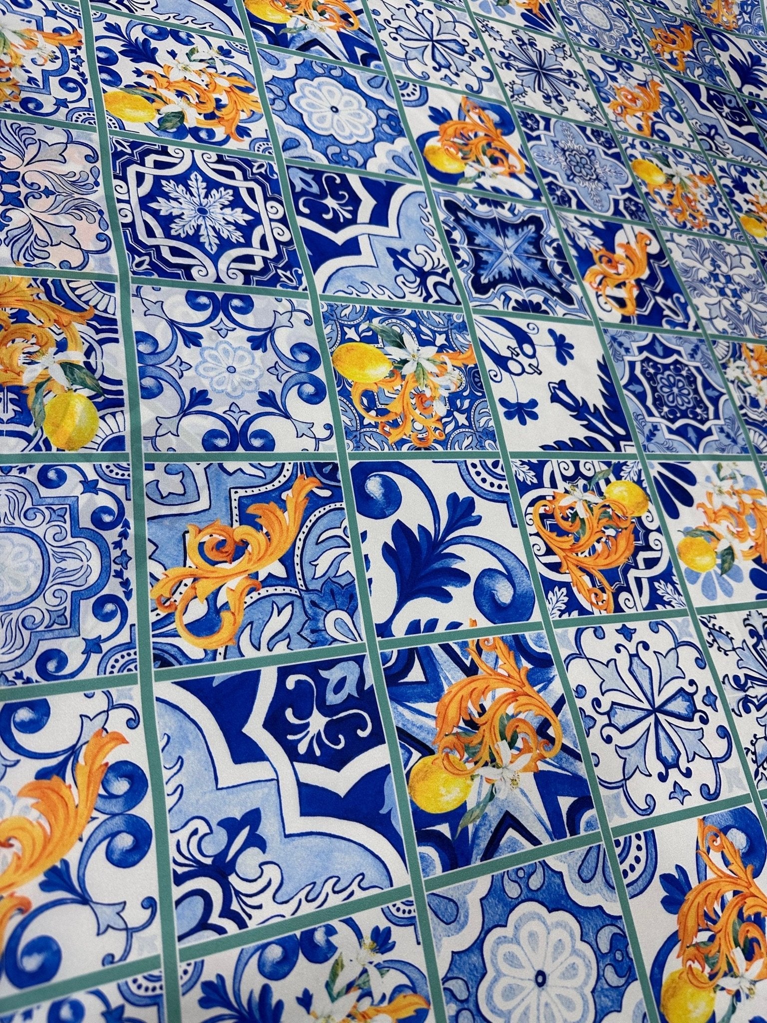Majolica Pattern Fabric, Lemons On Luxury Fabric - Whotex Online Fabric Store