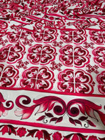 Majolica Pattern Fabric, Pink Sicilian print Fabric , Fabric By The Yard - Whotex Online Fabric Store