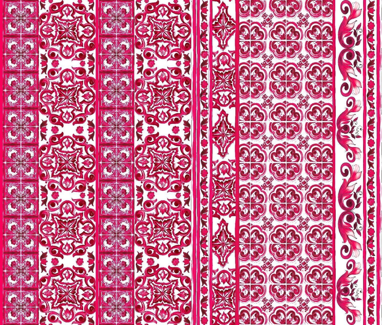 Majolica Pattern Fabric, Pink Sicilian print Fabric , Fabric By The Yard - Whotex Online Fabric Store