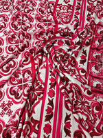 Majolica Pattern Fabric, Pink Sicilian print Fabric , Fabric By The Yard - Whotex Online Fabric Store