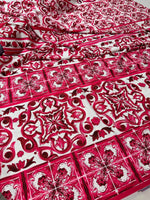 Majolica Pattern Fabric, Pink Sicilian print Fabric , Fabric By The Yard - Whotex Online Fabric Store