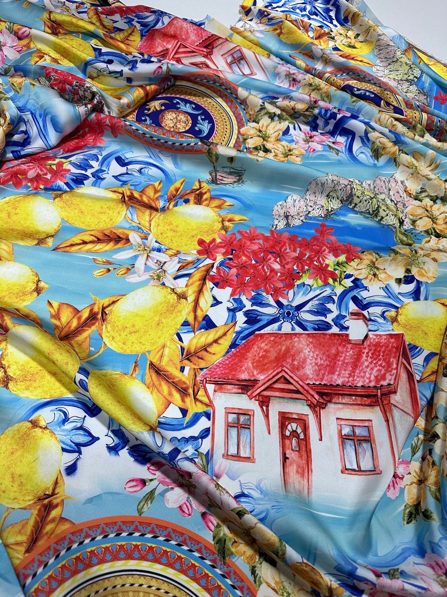 Majolica Pattern Fabric,Sicilian print Fabric , Fabric By The Yard - Whotex Online Fabric Store