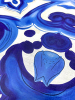 Majolica Pattern Linen Fabric, Blue and white Fabric - Whotex Online Fabric Store
