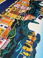 Mediterranean Village Crepe Fabric by the Metre – Colourful - Whotex Fabrics London