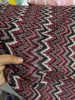 Mesh Fabric, Bordeaux colour Zigzag Knited Fabric, Shiny Knit Jersey Fabric - Whotex Online Fabric Store