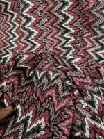Mesh Fabric, Bordeaux colour Zigzag Knited Fabric, Shiny Knit Jersey Fabric - Whotex Online Fabric Store