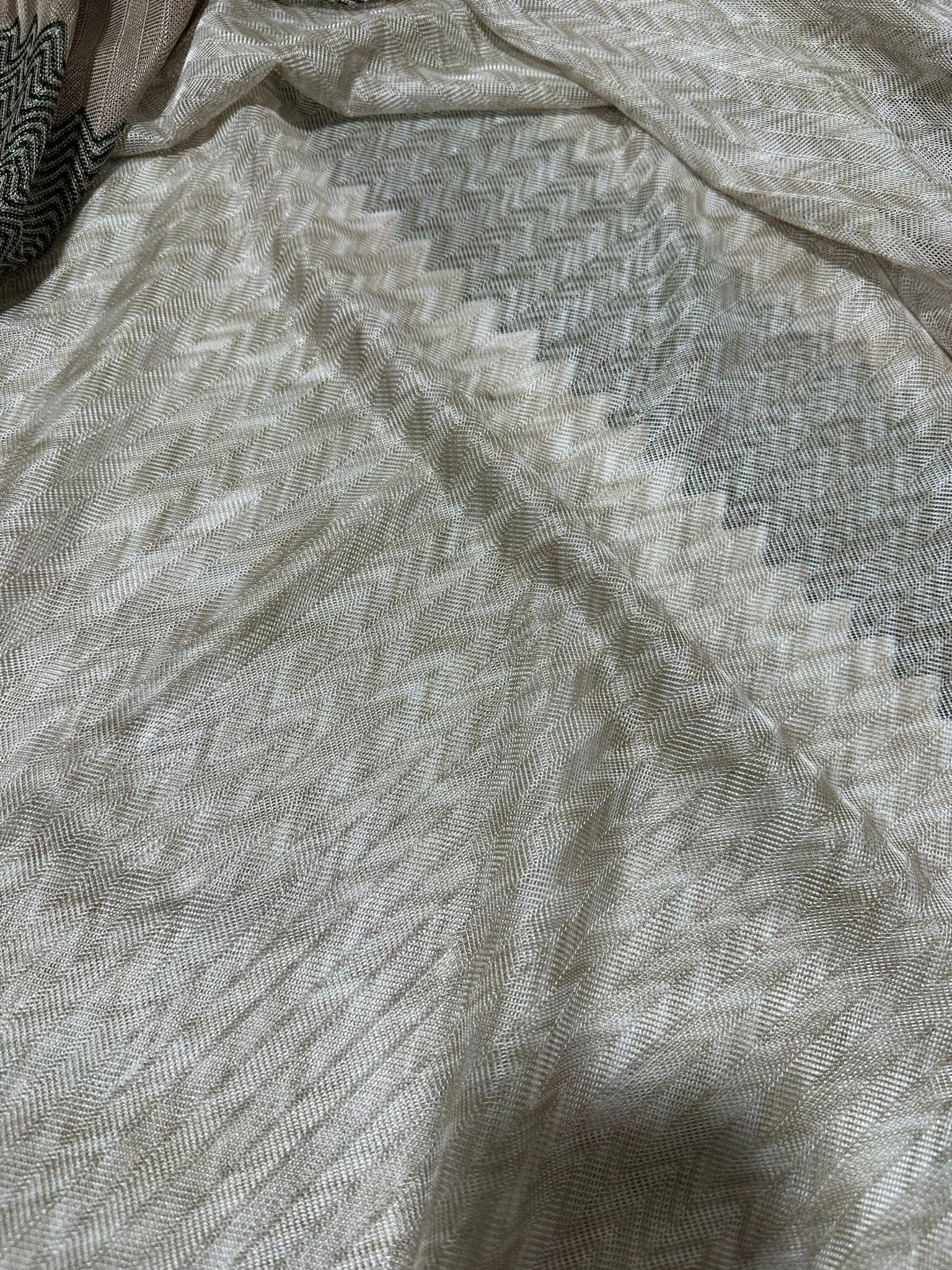 Mesh Fabric, Gray Zigzag Knit Jersey Fabric, GreenGlittery - Whotex Online Fabric Store