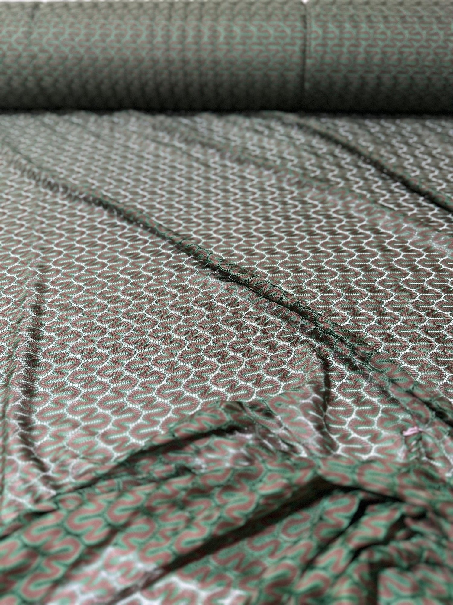 Mesh Fabric, Green Brown Zigzag Knit Jersey Fabric - Whotex Online Fabric Store