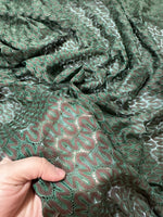 Mesh Fabric, Green Brown Zigzag Knit Jersey Fabric - Whotex Online Fabric Store