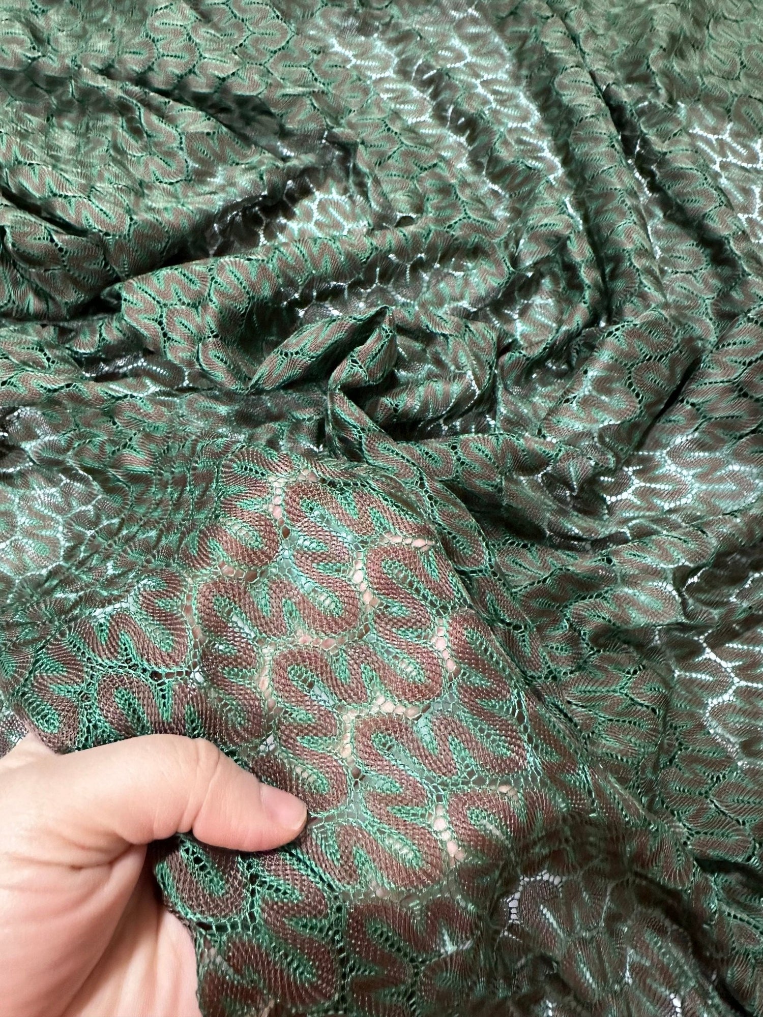 Mesh Fabric, Green Brown Zigzag Knit Jersey Fabric - Whotex Online Fabric Store