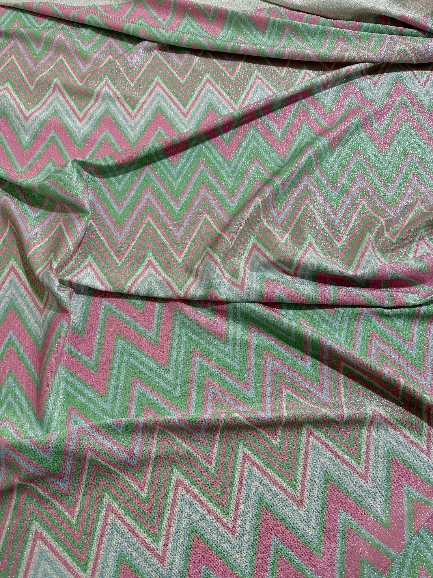 Mesh Fabric, Green Pink Zigzag Pattern Knit Fabric - Whotex Online Fabric Store