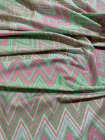 Mesh Fabric, Green Pink Zigzag Pattern Knit Fabric - Whotex Online Fabric Store