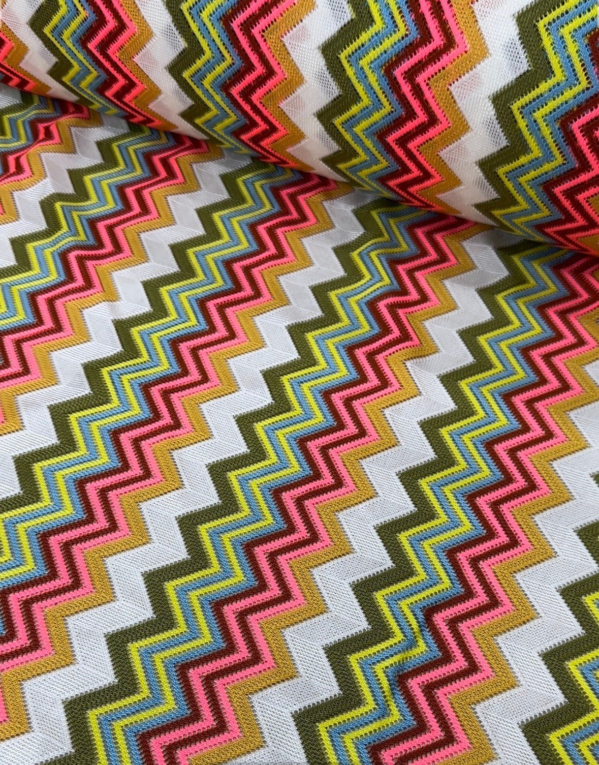 Mesh Fabric, Multicolor Zigzag Knit Jersey Fabric - Whotex Online Fabric Store