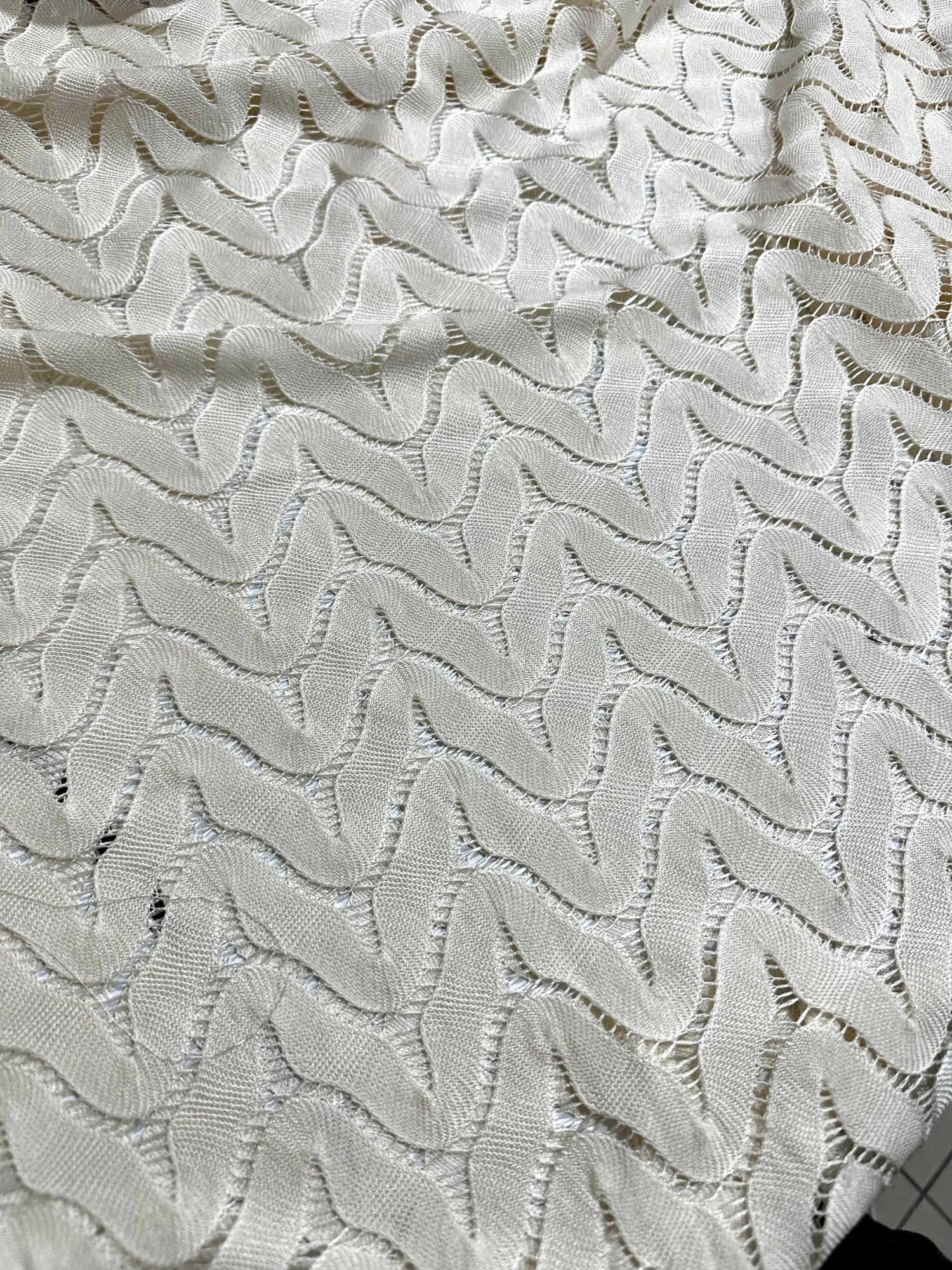 Mesh Fabric, Off white color Zigzag Knit Jersey Fabric - Whotex Online Fabric Store