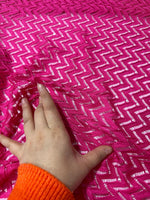 Mesh Fabric, Pink color Zigzag Knit Jersey Fabric - Whotex Online Fabric Store