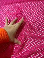 Mesh Fabric, Pink color Zigzag Knit Jersey Fabric - Whotex Online Fabric Store