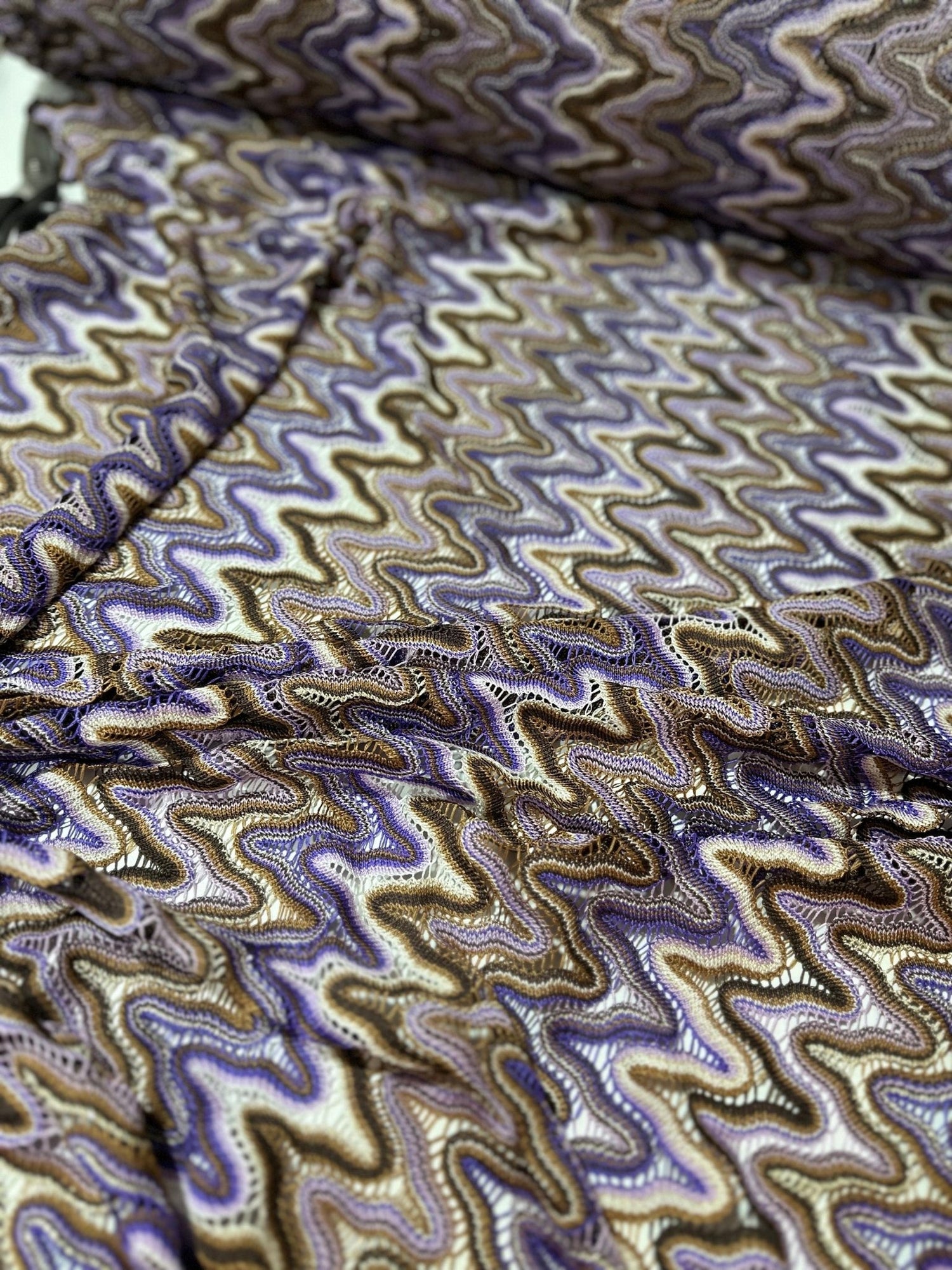 Mesh Fabric, Purple Brown Zigzag Knit Jersey Fabric - Whotex Online Fabric Store