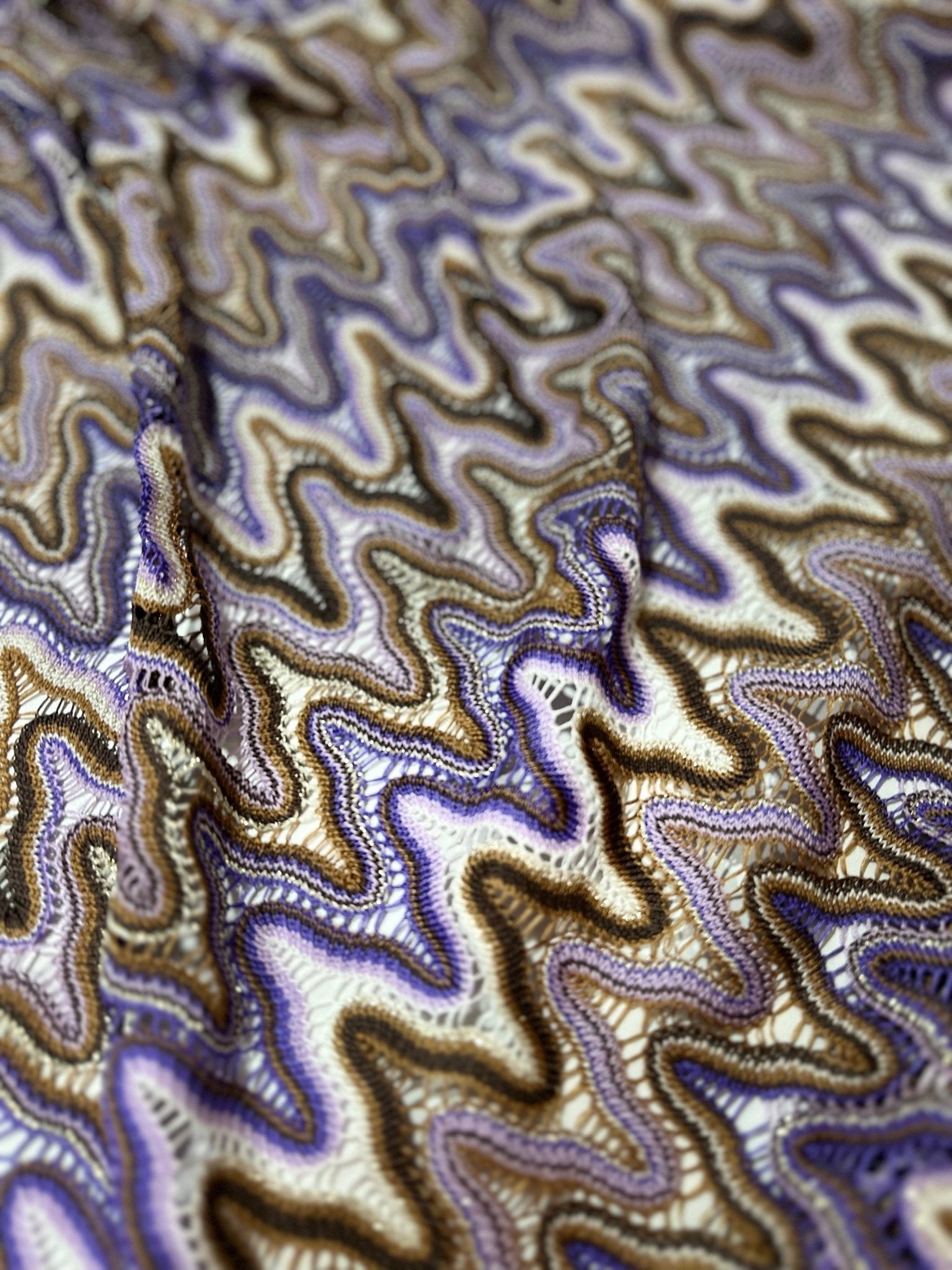 Mesh Fabric, Purple Brown Zigzag Knit Jersey Fabric - Whotex Online Fabric Store