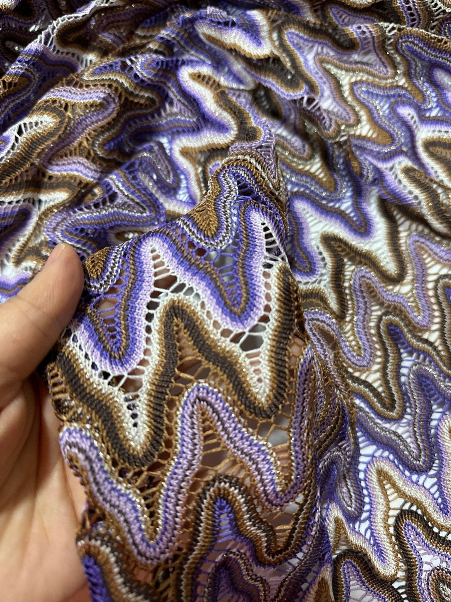 Mesh Fabric, Purple Brown Zigzag Knit Jersey Fabric - Whotex Online Fabric Store