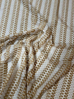 Mesh Fabric, Shimmer Zigzag Knit Jersey fabric, Beige and Cream Chevron - Whotex Online Fabric Store