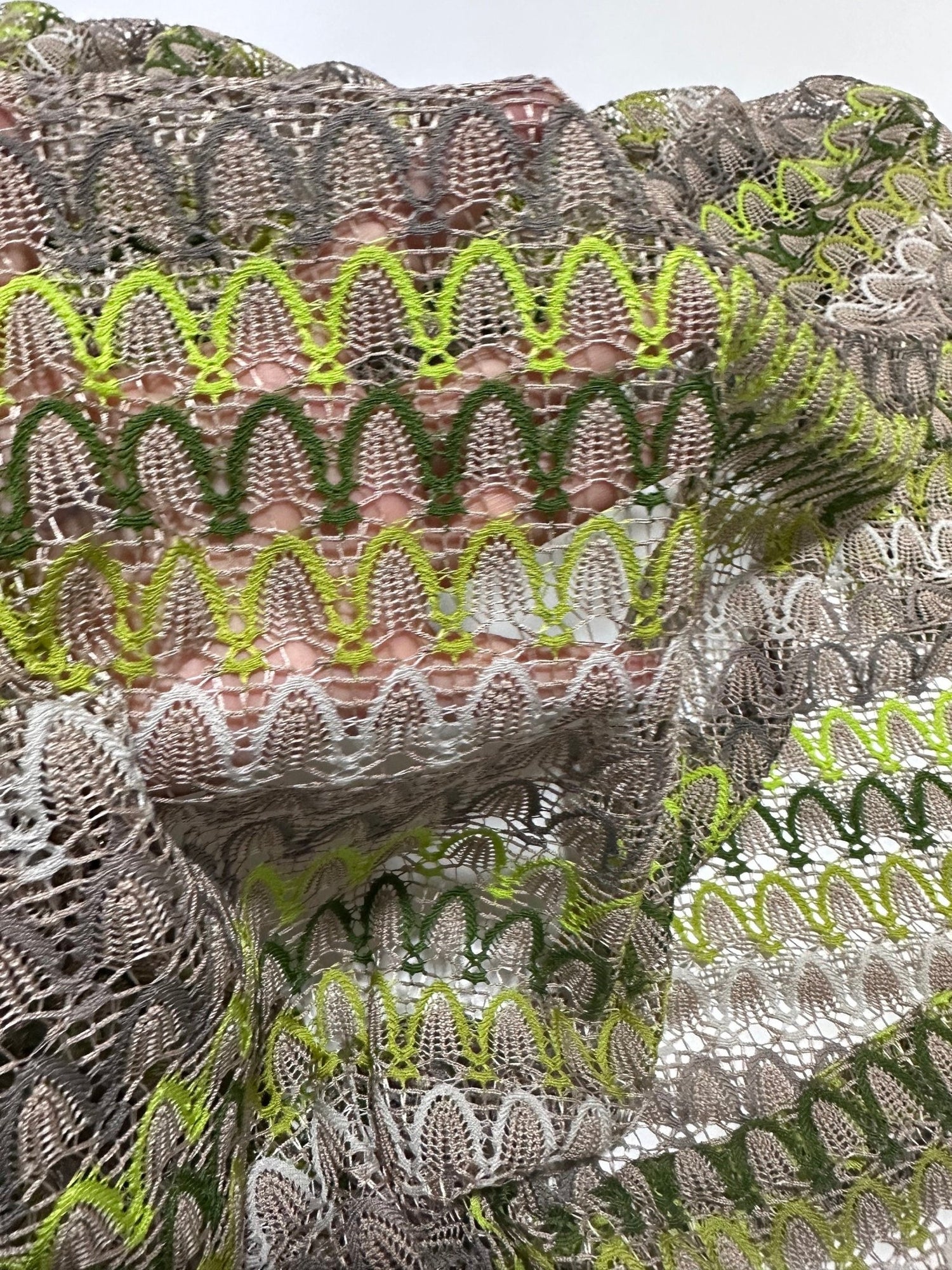 Mesh Fabric, Zigzag Knit Jersey Fabric, beige Green jersey - Whotex Online Fabric Store