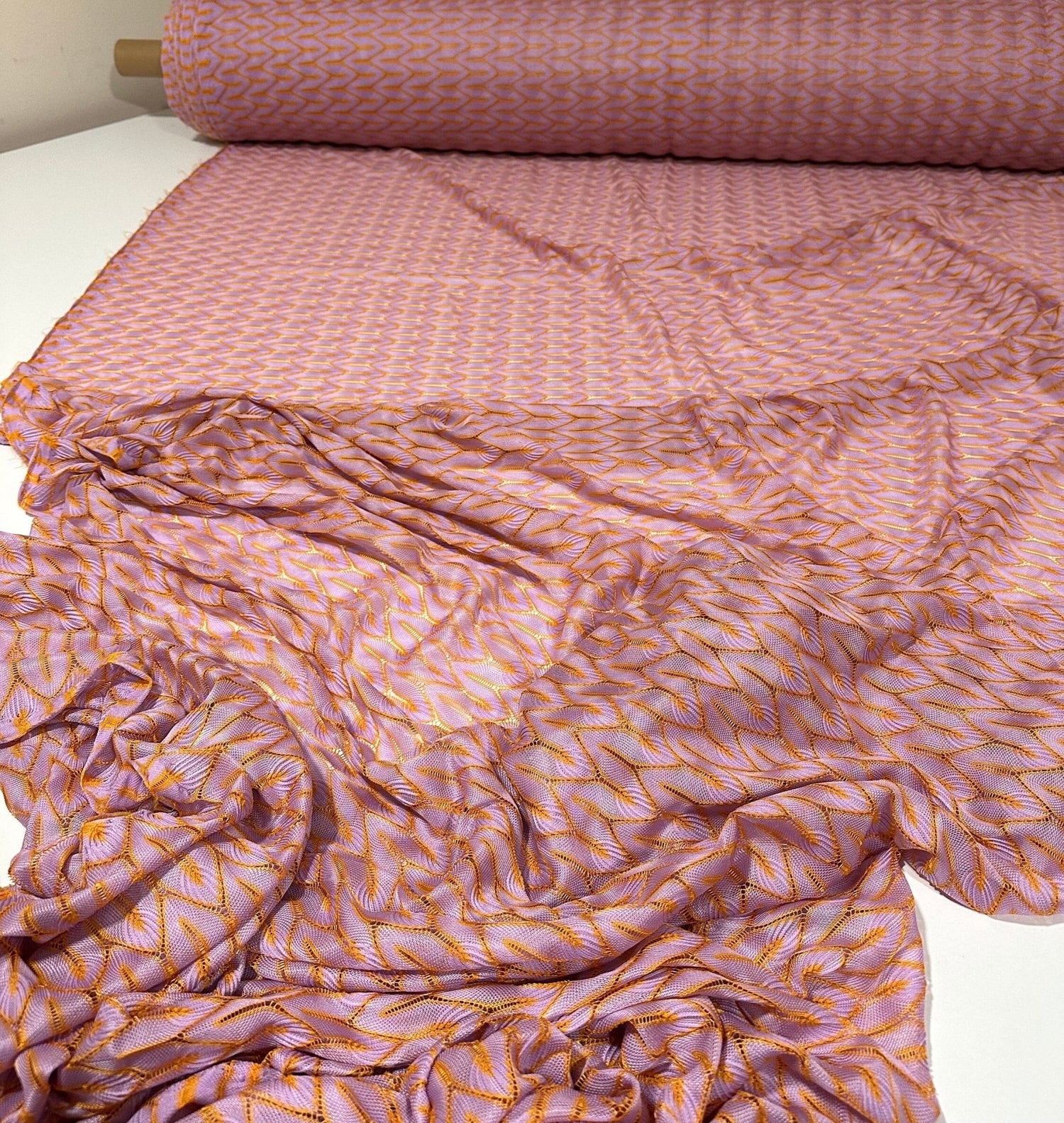 Mesh Fabric, Zigzag Knit Jersey Fabric, Lilac Orange - Whotex Online Fabric Store
