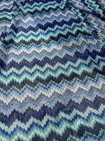 Mesh Fabric, Zigzag Knit Jersey Fabric, luxury Fabric, italian Fabric, dress, pareo, shirt, craft, blouse, Blue White color Chevron Fabric - Whotex Online Fabric Store