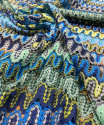 Mesh Fabric, Zigzag Pattern Yellow And Blues - Whotex Online Fabric Store