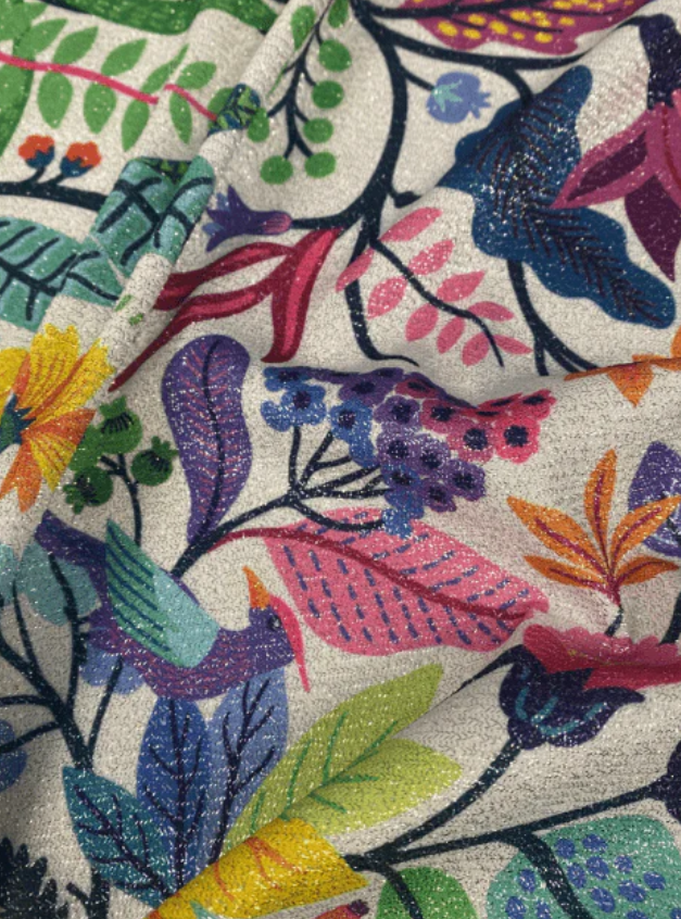 Mexican Flowers Fabric by the Metre - Whotex Fabrics London