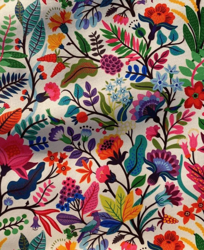 Mexican Flowers Fabric – Custom Printed Fabric on Satin, Crepe, Spandex or Chiffon - Whotex Fabrics London