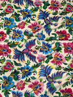 Mexican Flowers Pattern Fabric, Multicolor Otomi Bird Fabric - Whotex Online Fabric Store
