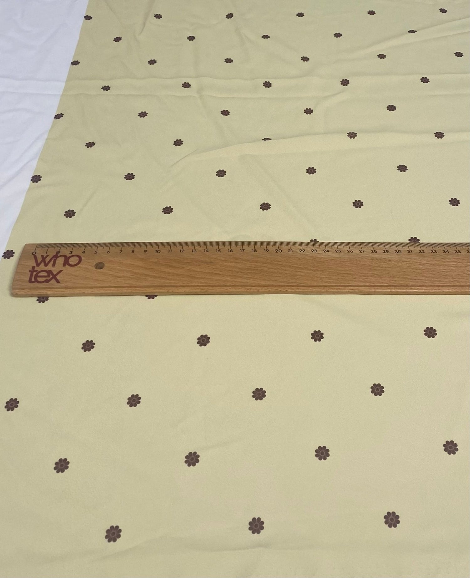 Minimal Yellow Fabric with Small Brown Floral - Whotex Online Fabric Store
