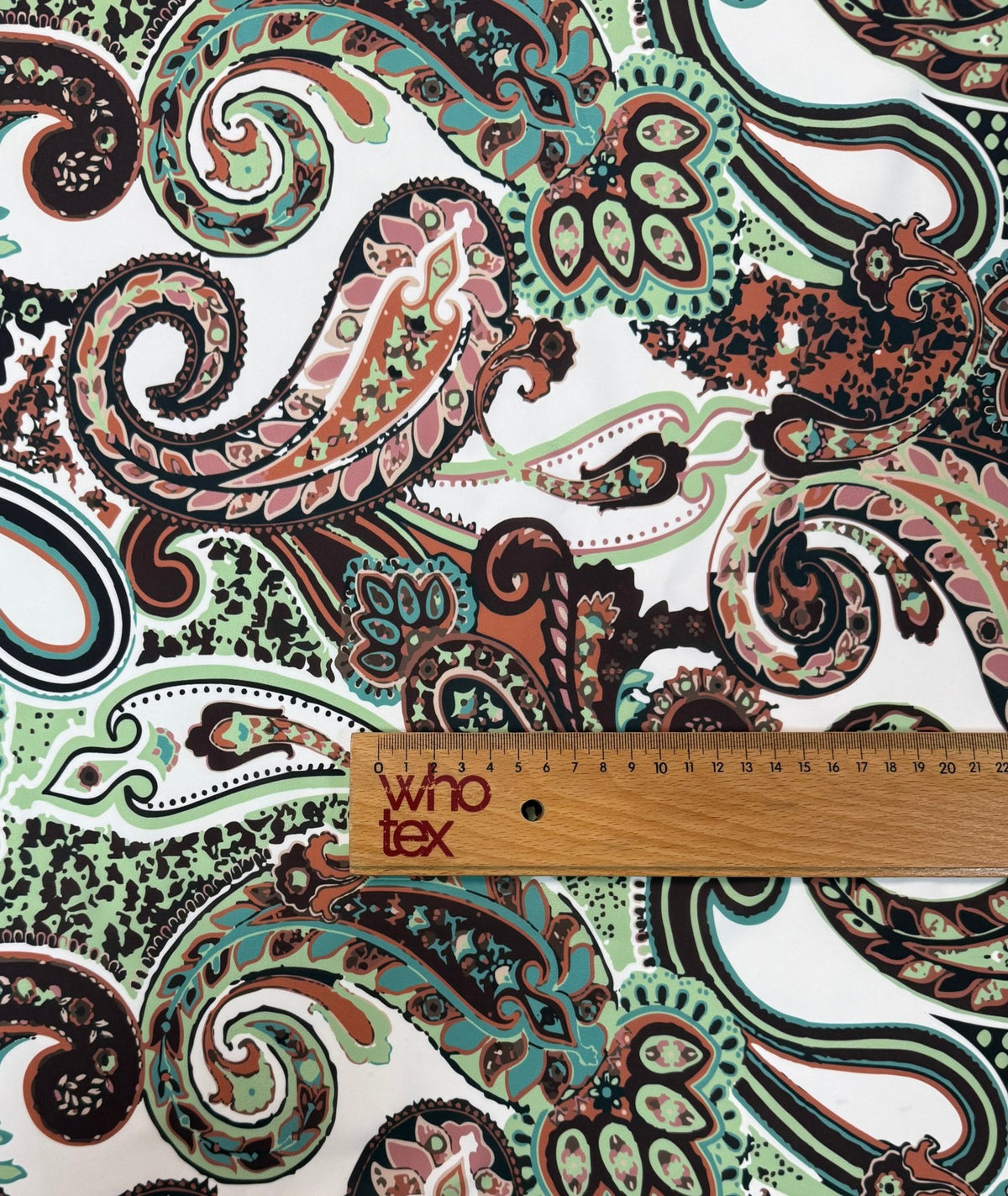 Mint Green Paisley Fabric by the Metre - Whotex Fabrics London