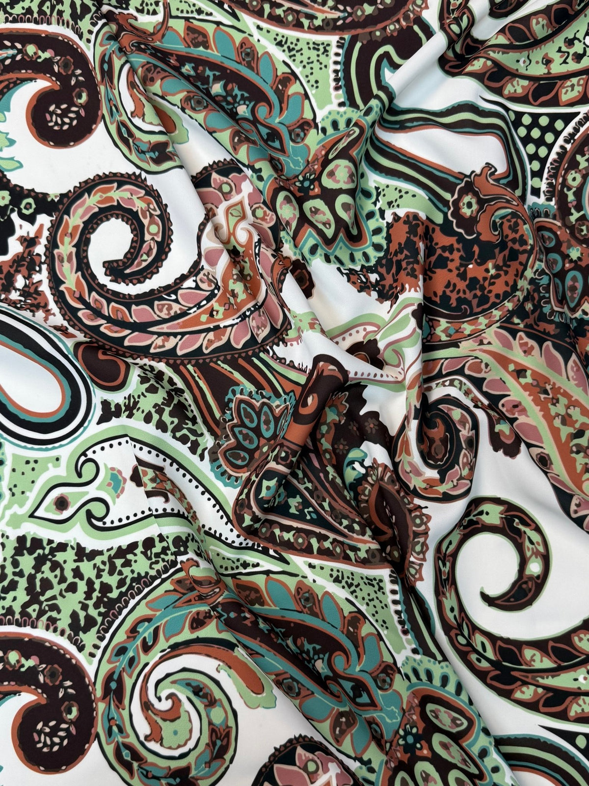 Mint Green Paisley Fabric by the Metre - Whotex Fabrics London